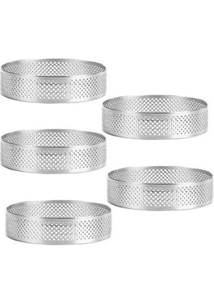 5pcs Dairesel Tart Halkası Tatlı Paslanmaz Çelik Perforasyon Meyve Pasta Kiş Kek Mus Kalıp Mutfak Pişirme Kalıp (Yurt Dışından)