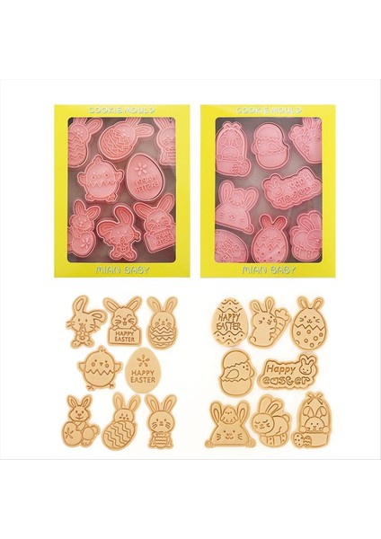 16PCS Paskalya Çerez Kesici Kalıp Paskalya Yumurtaları Tavşan Chick Bisküvi Fondan Kalıp Paskalya Parti Kek Dekorasyonu (Yurt Dışından)