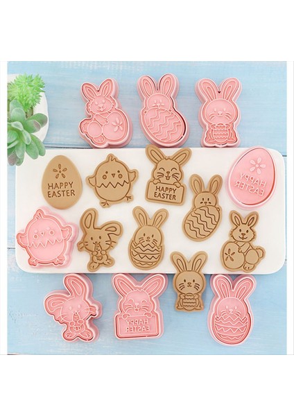 16PCS Paskalya Çerez Kesici Kalıp Paskalya Yumurtaları Tavşan Chick Bisküvi Fondan Kalıp Paskalya Parti Kek Dekorasyonu (Yurt Dışından) fırsatları