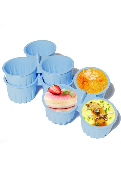 3pcs Buğulanmış Yumurta Kalıbı 3 Izgaralar Hava Fritöz Pişirme Kupası Yeniden Kullanılabilir Yapışmaz Cupcake Kalıp Dıy Silikon Muffin Tavası Mikrodalga (Yurt Dışından)