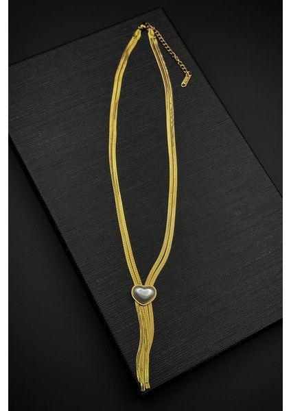 316L Çelik Özel Tasarım Altın Renk Kadın Kolye FRJ30885-985-G