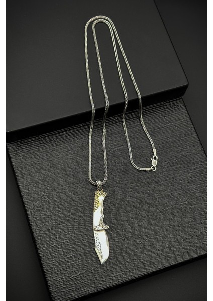 925 Ayar Gümüş Çakı Model Gümüş Renk Erkek Kolye FRJ30798-898-A