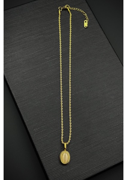 316L Çelik Özel Tasarım Altın Renk Kadın Kolye FRJ30878-978-GA