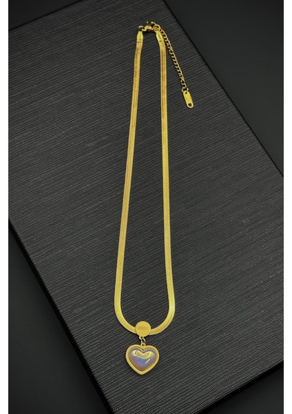 316L Çelik Özel Tasarım Altın Renk Kadın Kolye FRJ30881-981-G