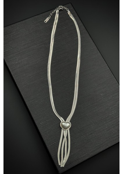 316L Çelik Özel Tasarım Gümüş Renk Kadın Kolye FRJ30885-985-A