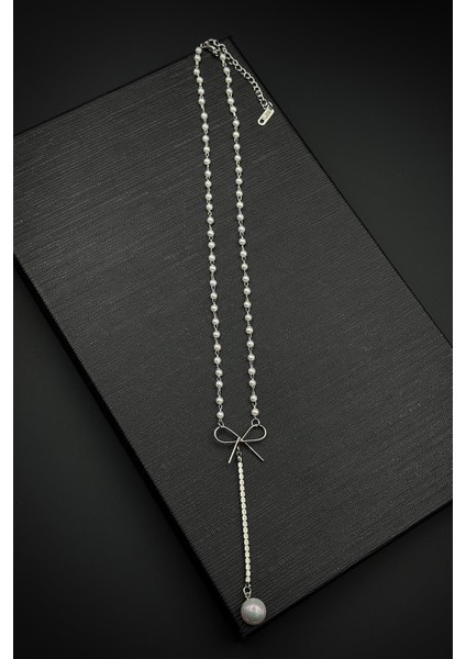 316L Çelik Özel Tasarım Gümüş Renk Kadın Kolye FRJ30887-987-A