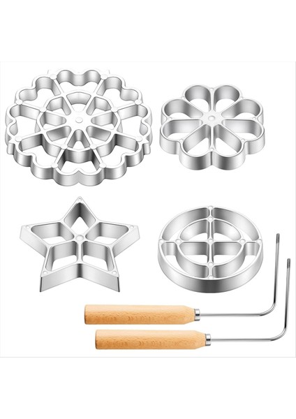 6pcs Rozet Demir Kalıplar Set Bunuelos Kalıplı Kalıplı Kalıp Pişirme Damgası Makarası Kiti Kurabiye Kesiciler Alüminyum Alaşım Waffle Kalıplar (Yurt Dışından)