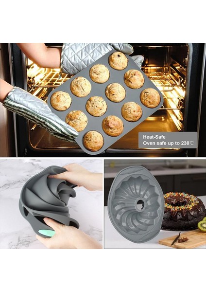 Silikon Ekmek Muffin Kalıp Isıya Dayanıklı Fırın Tepsisi Yapışmaz Mutfak Pişirme Tepsi Kek Tava Set Kek Kalıp Pasta Fırınlama (Yurt Dışından) modelleri