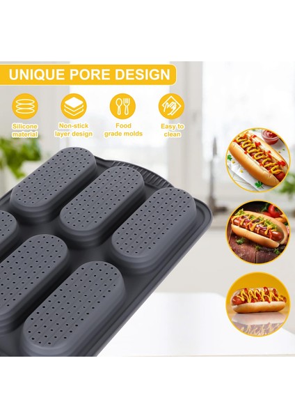 Silikon Pan, Yağ Fırçası ile Hot Soub Bun Pan, 6 Oluk Yapışmaz Fransız Ekmek Fırın Kalıbı, Sosisli Sandviç Için Fransız Ekmek Somun Tava (Yurt Dışından) modelleri