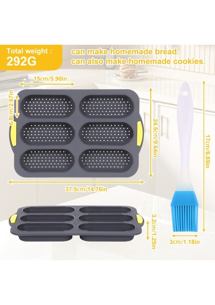 Silikon Pan, Yağ Fırçası ile Hot Soub Bun Pan, 6 Oluk Yapışmaz Fransız Ekmek Fırın Kalıbı, Sosisli Sandviç Için Fransız Ekmek Somun Tava (Yurt Dışından) indirimleri