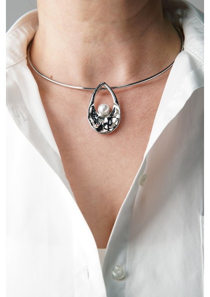 Gümüş Renk Özel Tasarım Kadın Kolye-Küpe Set FRJ30830-930-A