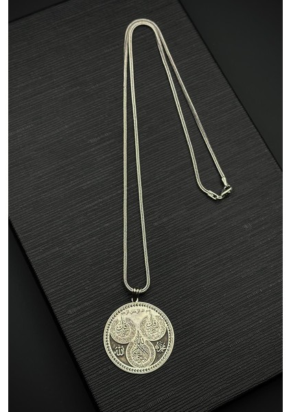 925 Ayar Gümüş Nas,felak,ayetel Kursi Yazılı Gümüş Renk Erkek Kolye FRJ30872-972-A2