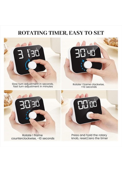 LED Ekran Döner Zamanlayıcı ile Kronometre Geri Sayım Zamanlayıcı Için Mutfak Zamanlayıcısı, Dijital Pişirme Zamanlayıcı Manyetik (Yurt Dışından) fırsatları