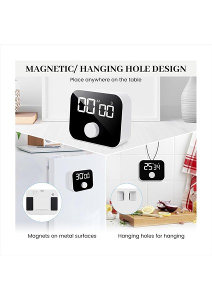 LED Ekran Döner Zamanlayıcı ile Kronometre Geri Sayım Zamanlayıcı Için Mutfak Zamanlayıcısı, Dijital Pişirme Zamanlayıcı Manyetik (Yurt Dışından) indirimleri