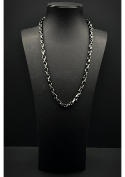 316L Çelik Italyan Model Kral Siyah-Gümüş Renk Erkek Kolye FRJ30874-974-AB fiyatları