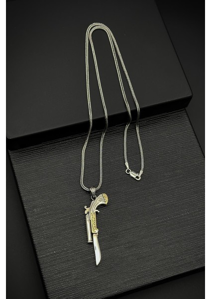 925 Ayar Gümüş Çakı Model Gümüş Renk Erkek Kolye FRJ30797-897-A