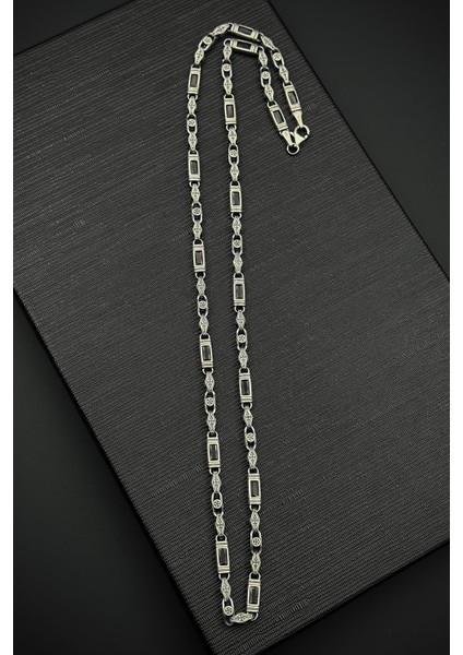 925 Ayar Gümüş Italyan Model Siyah Zirkon Taşlı Gümüş Renk Erkek Kolye FRJ30809-909-S modelleri