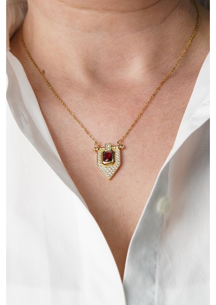 Zirkon Taşlı Altın Renk Kadın Kolye FRJ30818-918-G