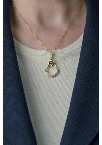 Zirkon Taşlı Altın Renk Kadın Kolye FRJ30823-923-G