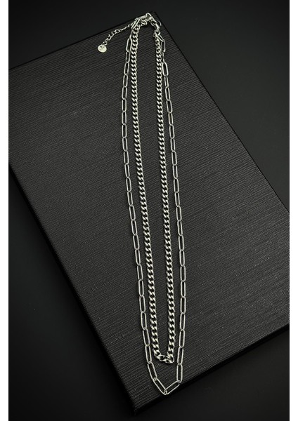 316L Çelik Italyan Model Gümüş Renk Erkek Kolye FRJ30833-933-A