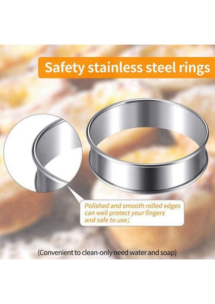 3.15 Inç Çörek Halka, 20 Paslanmaz Çelik Çelik Yüzük Seti Kalıplar Çift Rulo Tart Halkaları Yuvarlak Tart Halkası (Yurt Dışından) fırsatları