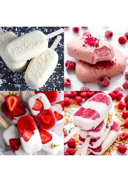 2 Paket Ev Yapımı Popsicle Silikon Kalıp, 4 Boşluklar Dondurma Için 100 Ahşap Çubuklu Büyük Kek Pop Kalıpları (Yurt Dışından) indirimleri