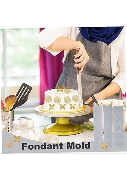 Karo Kek Fondan Kalıp 3 Parça Petek Kalıp Yaprağı ve Kelebek Yeniden Kullanılabilir Kabartma Mat Dantel Silikon Kalıp (Yurt Dışından) fırsatları