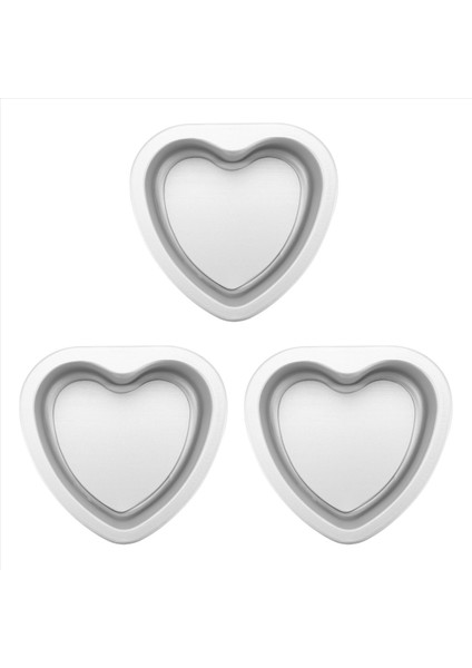 3 Paket Alüminyum Kalp Şekleli Yapışmaz Kek Tavası Seti Dıy Pişirme Kalıp Aracı Çıkarılabilir Alt - 4 Inç (Yurt Dışından)