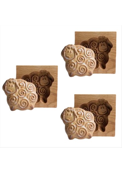 Ahşap Kurabiye Kalıbı Kabartmalı Kalıp, 3D Oymalı Ahşap Hayvan Kurabiye Kalıp Koyun (Yurt Dışından)