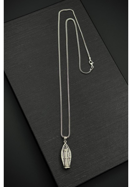 925 Ayar Gümüş Cevşen Gümüş Renk Erkek Kolye FRJ30904-1004-A