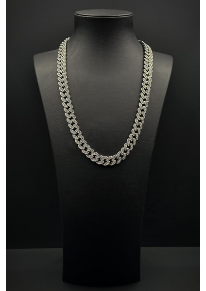 Bronz Madenli Beyaz Zirkon Taşlı Gümüş Renk Tennis Erkek Kolye FRJ30910-1010-A fiyatları