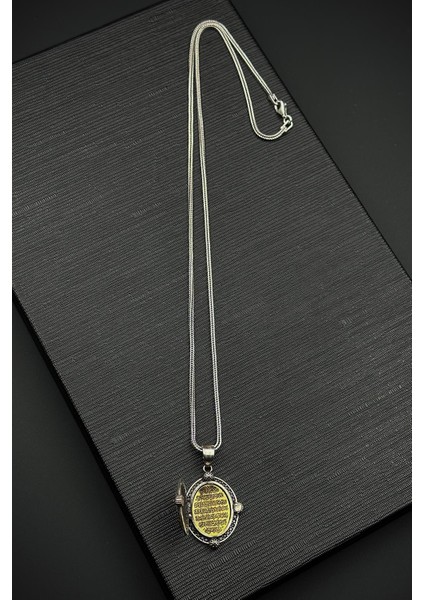 925 Ayar Gümüş Ayet-El Kürsili Gümüş Renk Erkek Kolye FRJ30918-1018-A fiyatları