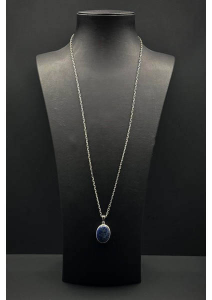 925 Ayar Gümüş ve Lapis Lazuli Doğal Taşlı Lacivert Renk Erkek Kolye FRJ30918-1018-L3 fiyatları