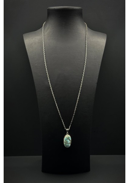 925 Ayar Gümüş ve Aqua Marine Doğal Taşlı Mavi Renk Erkek Kolye FRJ30918-1018-M fiyatları