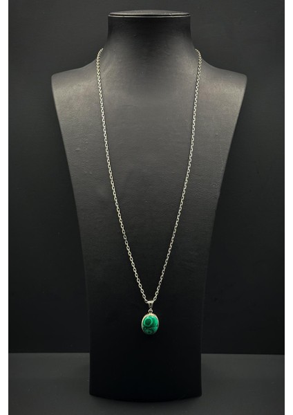 925 Ayar Gümüş ve Malahit Doğal Taşlı Yeşil Renk Erkek Kolye FRJ30918-1018-Y fiyatları