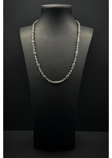 925 Ayar Gümüş Italyan Model Lacivert Zirkon Taşlı Gümüş Renk Erkek Kolye FRJ30931-1031-L fiyatları