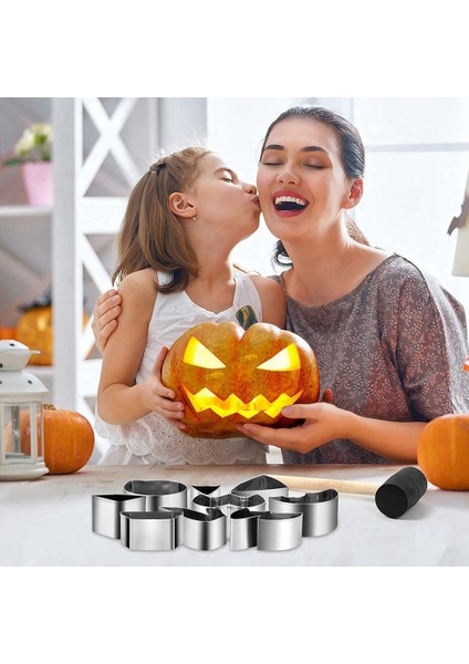 Cadılar Bayramı Kabak Oyma Kiti Paslanmaz Çelik Kurabiye Kesici Pişirme Kalıp Diy Jack-O-Lantern Oyma Araçları (Yurt Dışından) modelleri