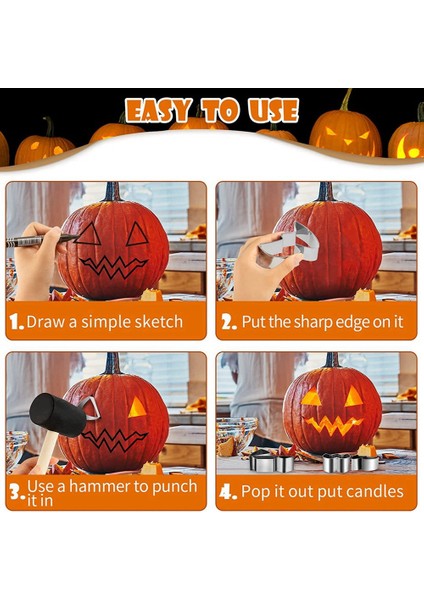 Cadılar Bayramı Kabak Oyma Kiti Paslanmaz Çelik Kurabiye Kesici Pişirme Kalıp Diy Jack-O-Lantern Oyma Araçları (Yurt Dışından) fırsatları