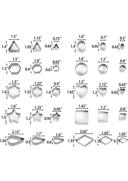 60 Parçalı Paslanmaz Çelik Bisküvi Kalıbı Mini Fondan Kalıp Geometrik Bisküvi Kesme Kalıp Pişirme Aleti Seti (Yurt Dışından) fiyatları
