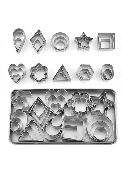 60 Parçalı Paslanmaz Çelik Bisküvi Kalıbı Mini Fondan Kalıp Geometrik Bisküvi Kesme Kalıp Pişirme Aleti Seti (Yurt Dışından) fırsatları
