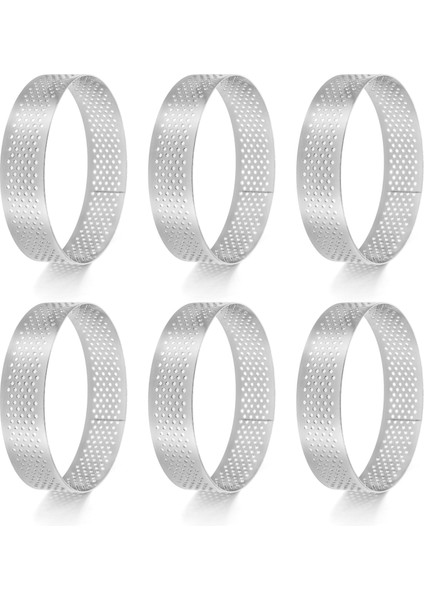 Dairesel Paslanmaz Çelik Gözenekli Tart Halkası Alt Kule Pasta Kek Kalıp Pişirme Alete Dayanıklı Delici Kek Mus Halkası, 8cm (Yurt Dışından)