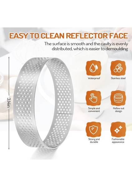 Dairesel Paslanmaz Çelik Gözenekli Tart Halkası Alt Kule Pasta Kek Kalıp Pişirme Alete Dayanıklı Delici Kek Mus Halkası, 8cm (Yurt Dışından) fırsatları