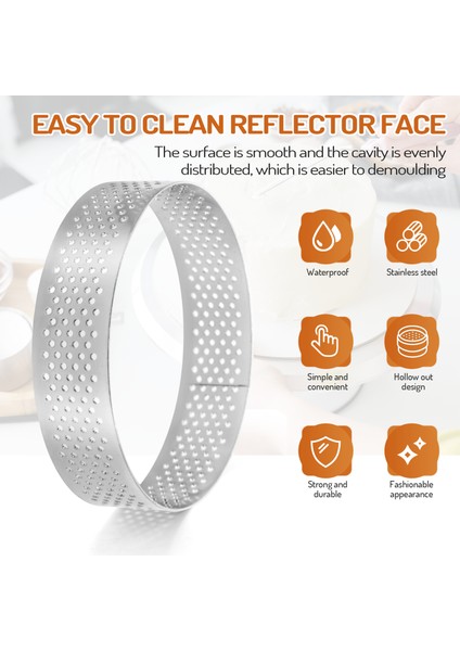 Dairesel Paslanmaz Çelik Gözenekli Tart Halkası Alt Kule Pasta Kek Kalıp Pişirme Alete Dayanıklı Delici Kek Mus Halkası, 8cm (Yurt Dışından) indirimleri