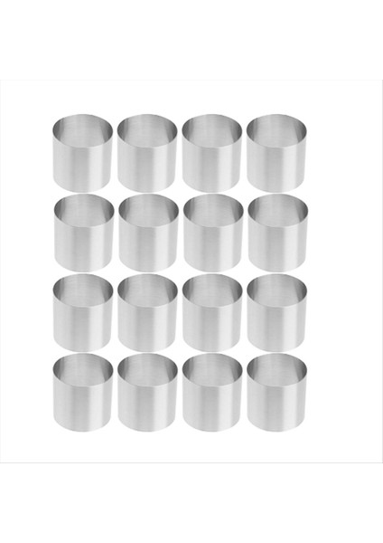 Yuvarlak Kek Halkası Kalıp Paslanmaz Çelik Pişirme Yüzükleri 16PCS Tatlı Mus Kalıbı Mini Pasta Yüzük Gıda Kalıplama Seti (Yurt Dışından)