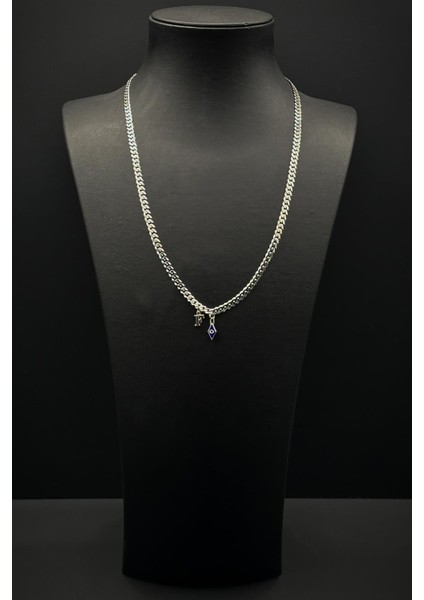 925 Ayar Gümüş Italyan Model Nazar Boncuk ve Harfli Erkek Kolye FRJ30839-939-A fiyatları