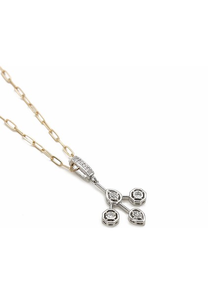 Özel Tasarım Zirkon Taşlı Altın Renk Kadın Kolye FRJ30844-944-AG