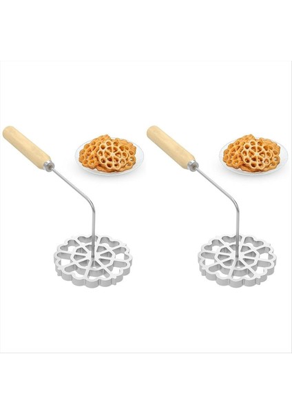Ahşap Saplı Otantik Bunuelos Kalıp - Mükemmel Çıtır ve Bunuelos Için Alüminyum Rozet Kurabiye Yapımcısı (Yurt Dışından) fiyatları
