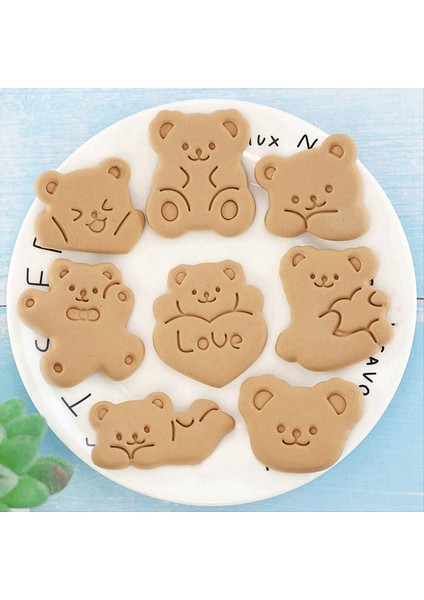 8pcs Sevimli Ayı Şekli Bisküvi Kalıp Seti Kurabiye Piston El Basıncı Diy Fondan Kek Dekorasyon Araçları Şeker Zanaat (Yurt Dışından) modelleri