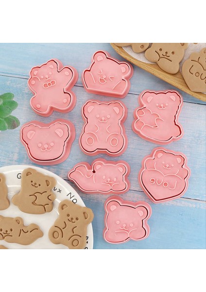 8pcs Sevimli Ayı Şekli Bisküvi Kalıp Seti Kurabiye Piston El Basıncı Diy Fondan Kek Dekorasyon Araçları Şeker Zanaat (Yurt Dışından) fırsatları