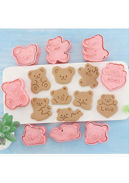 8pcs Sevimli Ayı Şekli Bisküvi Kalıp Seti Kurabiye Piston El Basıncı Diy Fondan Kek Dekorasyon Araçları Şeker Zanaat (Yurt Dışından) indirimleri